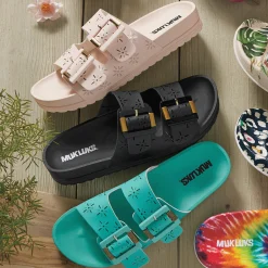 Muk Luks Grand Cayman Slide with Floral Cutouts and Arch Support
