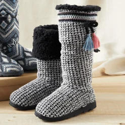 MUK LUKS Tabbi Fold-Over Slipper Boot with Faux-Fur Lining