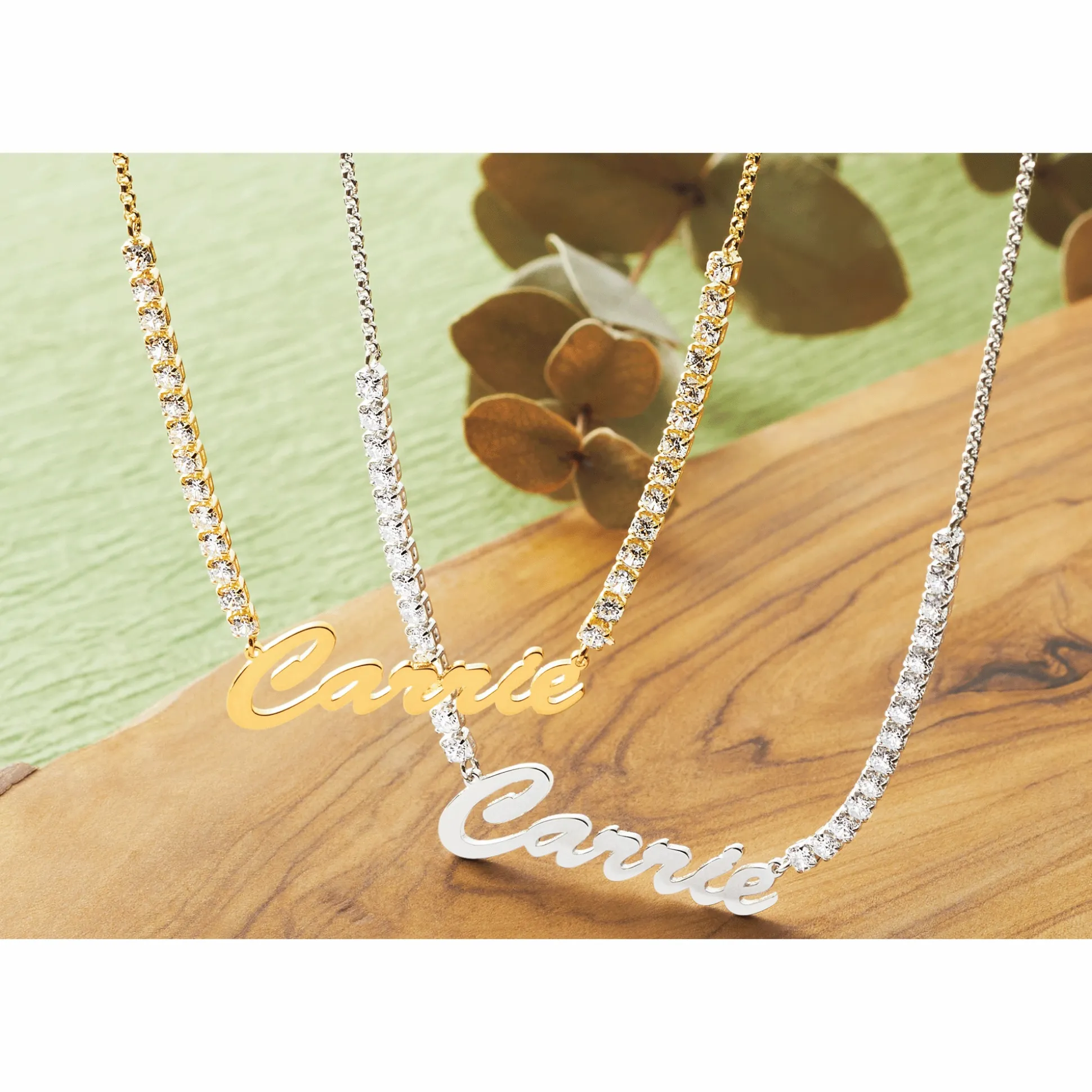 Name Cubic Zirconia Chain Necklace
