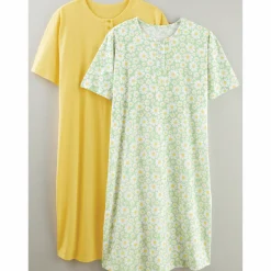 2-Pack Cotton Knit Henley Nightshirts for Women