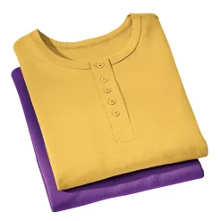 2-Pack Cotton Knit Henley Nightshirts for Women
