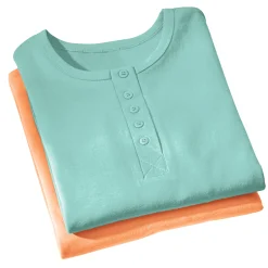 2-Pack Cotton Knit Henley Nightshirts for Women