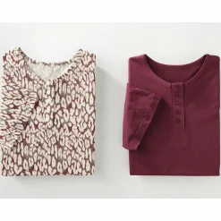 2-Pack Cotton Knit Henley Nightshirts for Women