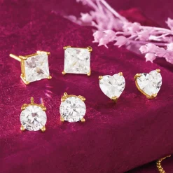 3-Pair Cubic Zirconia Post Earring Set