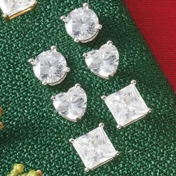 3-Pair Cubic Zirconia Post Earring Set