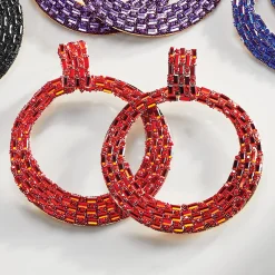 Pavé Crystal Circle/Drop Earrings
