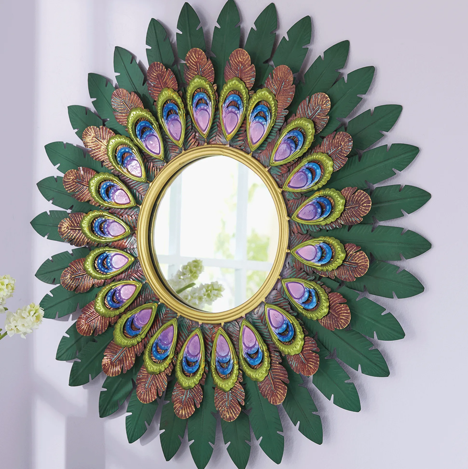 Peacock Feather Wall Mirror