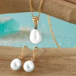 Pearl Drop Necklace & Earrings Set