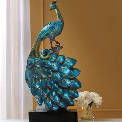 Pedestal Peacock Statue