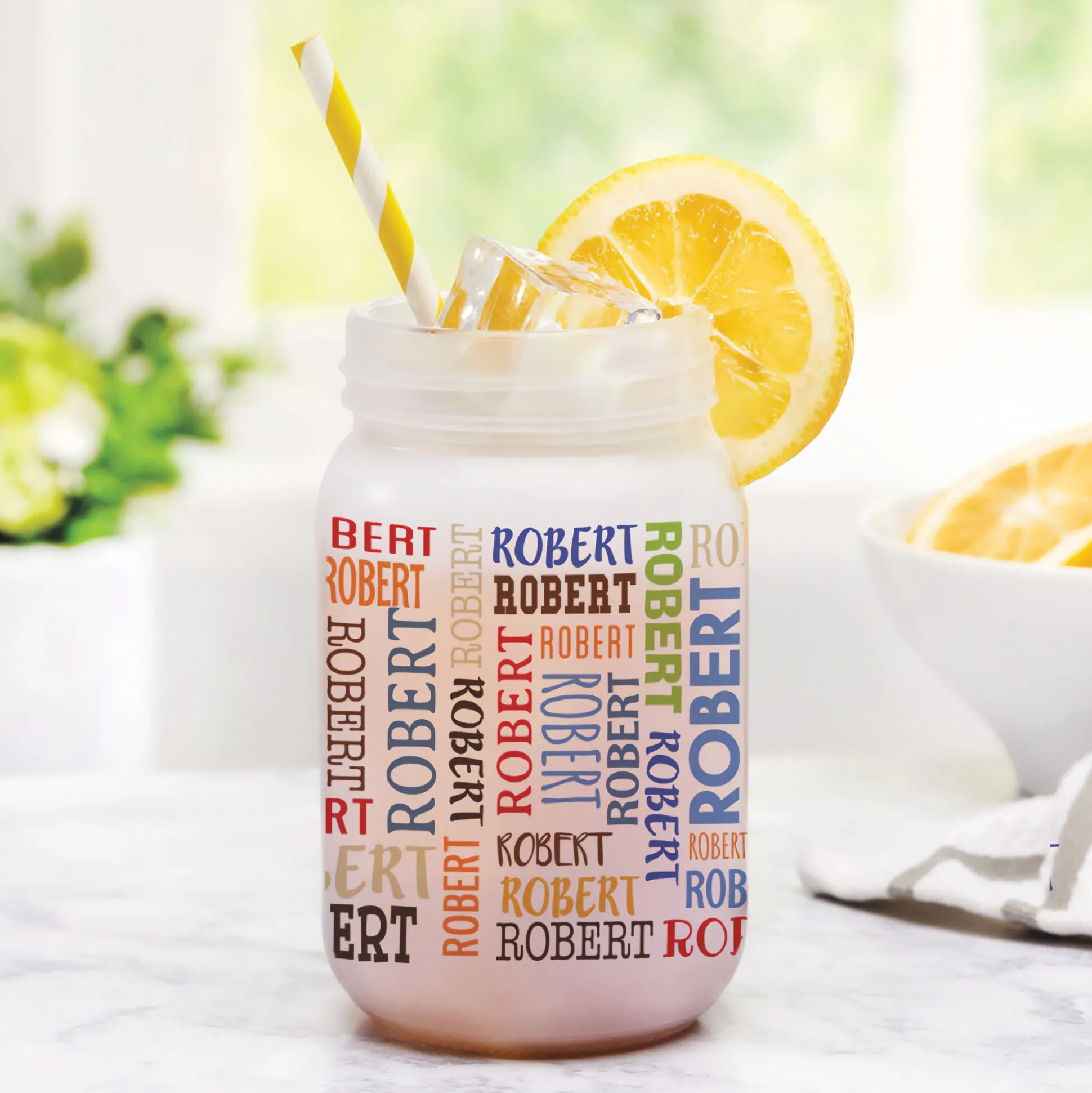 Personalized Frosted Mason Jar
