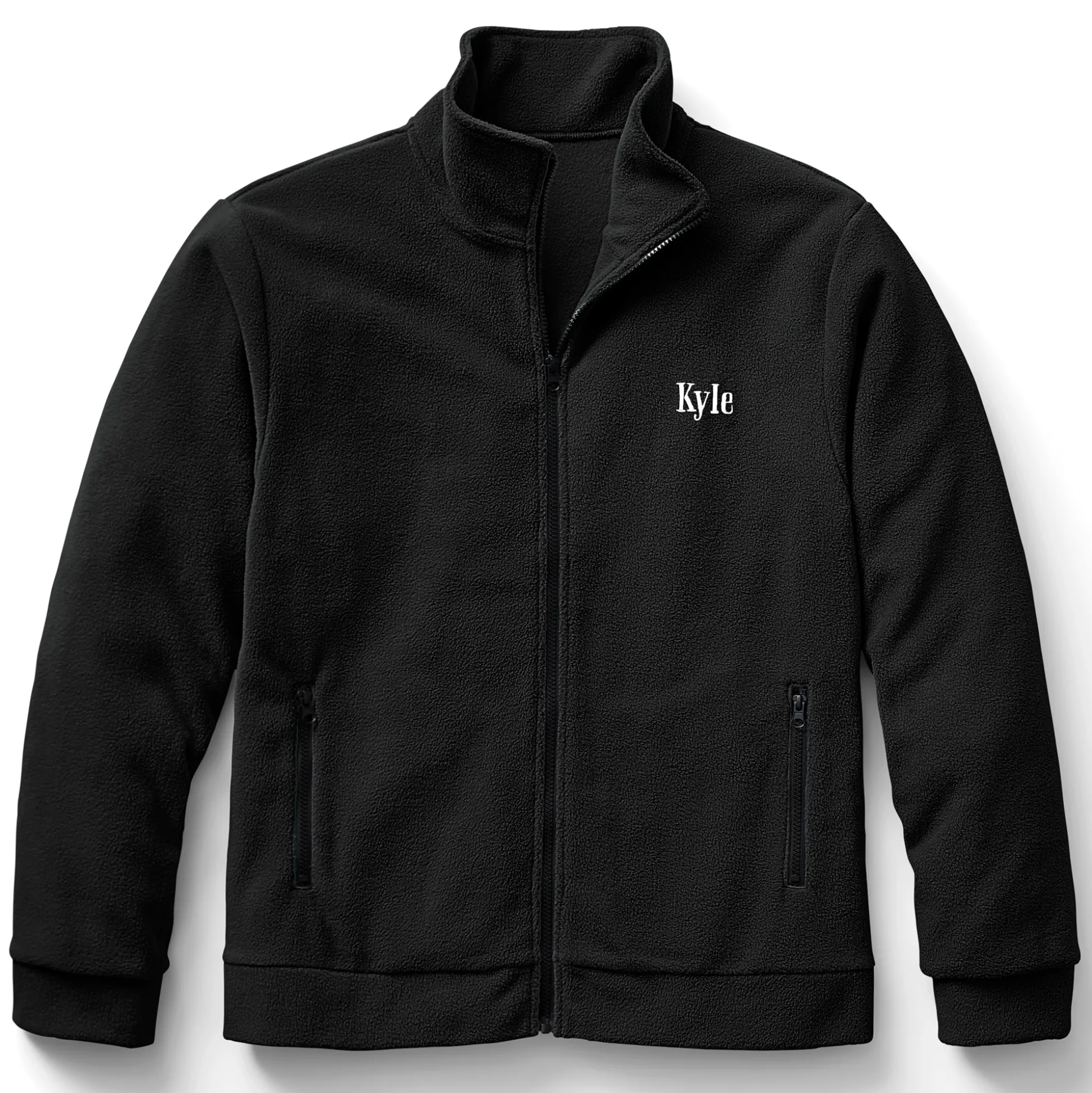 Personalized Men's Fleece Jacket with Front Zipper and Embroidered Name