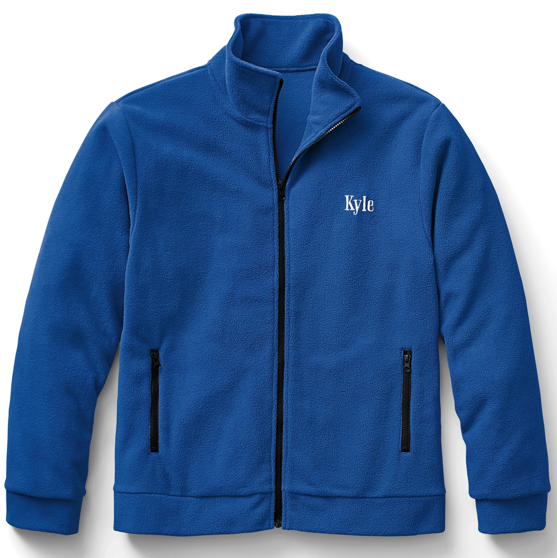 Personalized Men's Fleece Jacket with Front Zipper and Embroidered Name