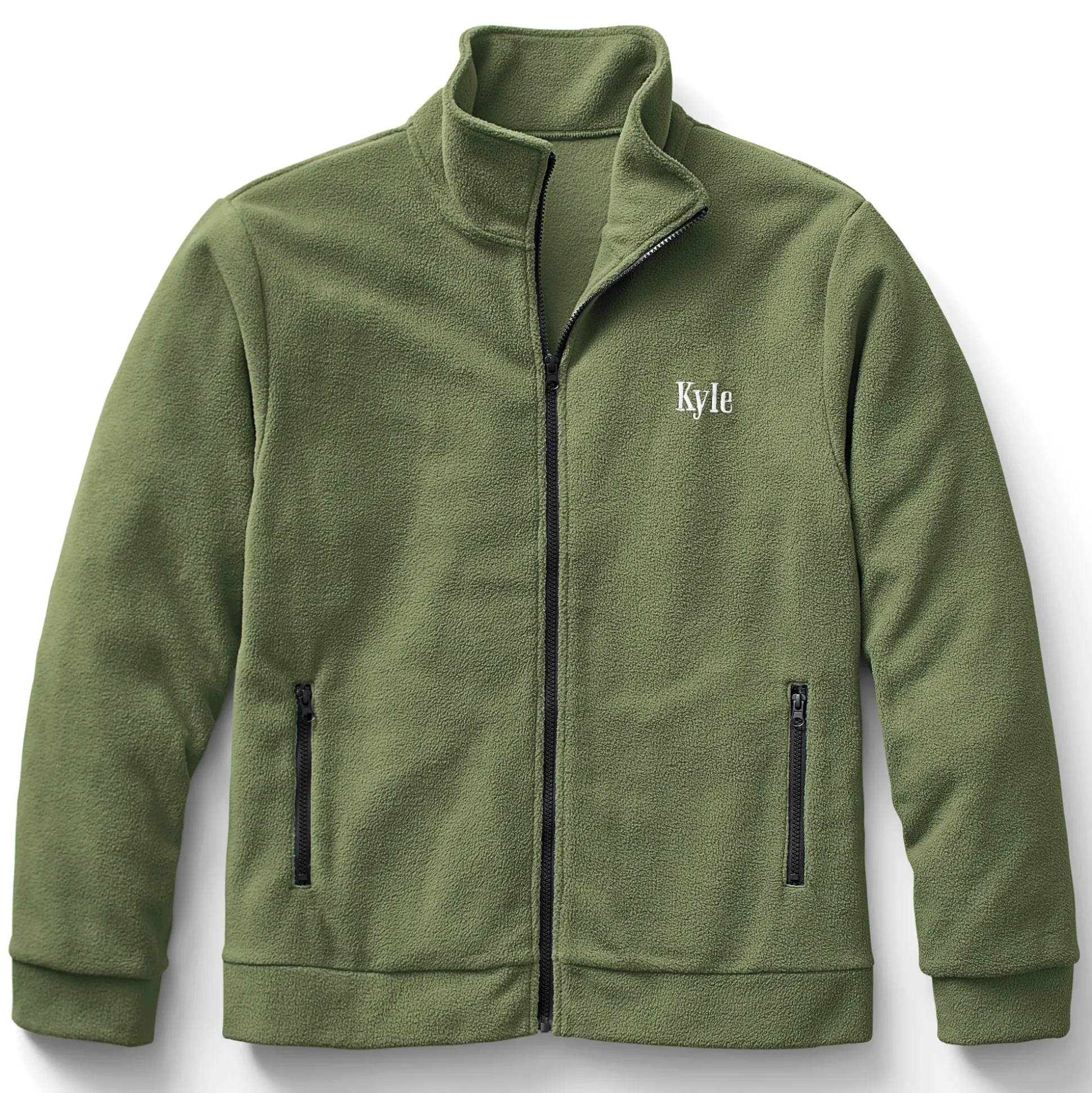 Personalized Men's Fleece Jacket with Front Zipper and Embroidered Name