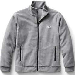 Personalized Men's Fleece Jacket with Front Zipper and Embroidered Name