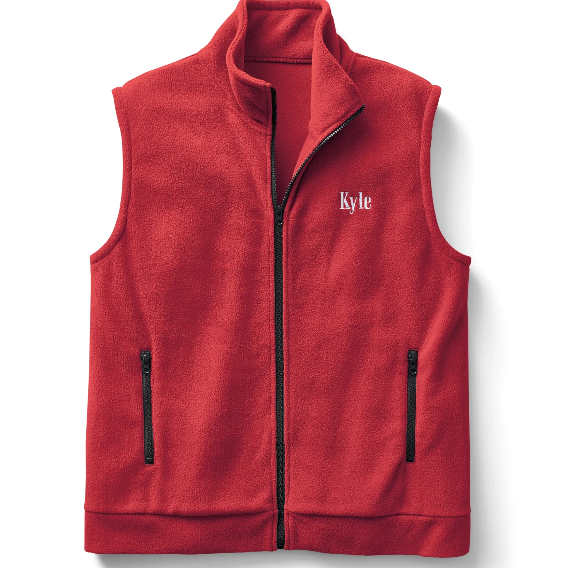 Personalized Men's Fleece Vest with Front Zipper and Embroidered Name