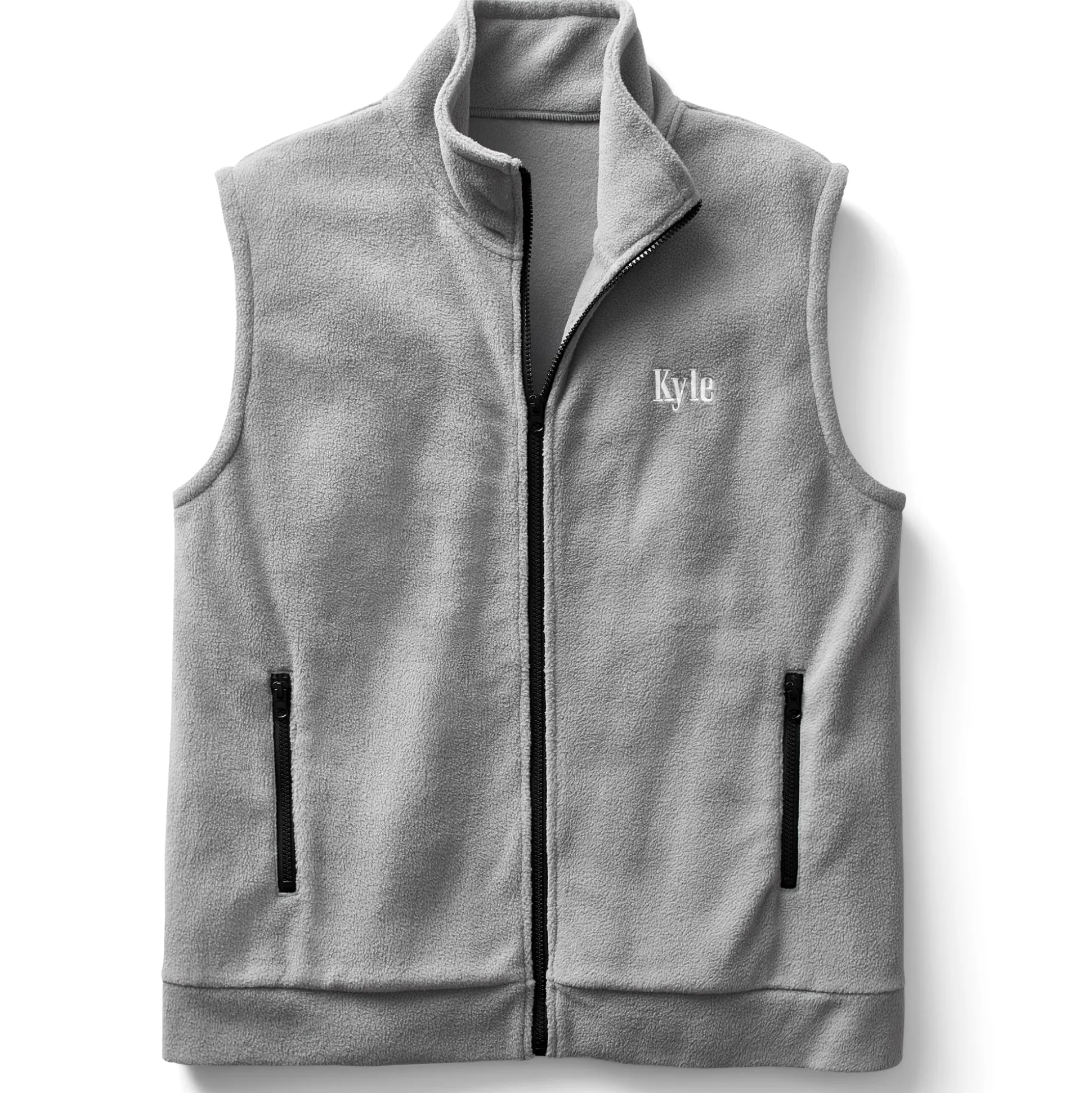 Personalized Men's Fleece Vest with Front Zipper and Embroidered Name