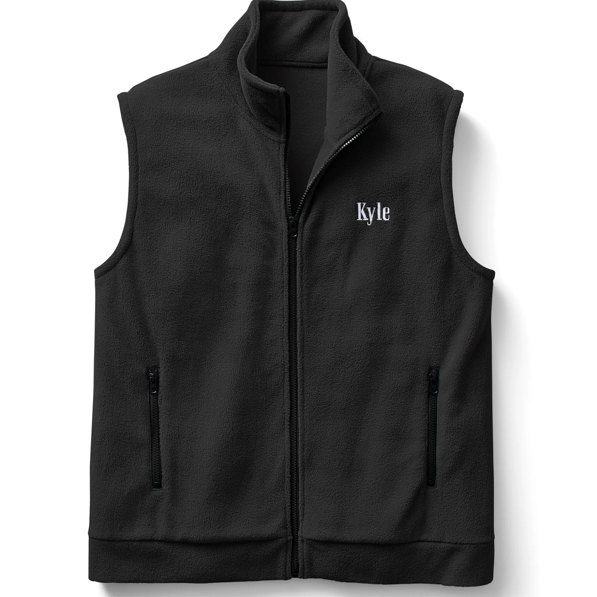 Personalized Men's Fleece Vest with Front Zipper and Embroidered Name