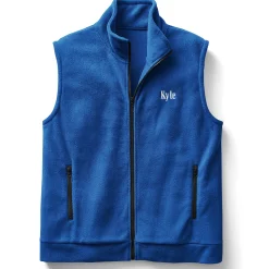 Personalized Men's Fleece Vest with Front Zipper and Embroidered Name