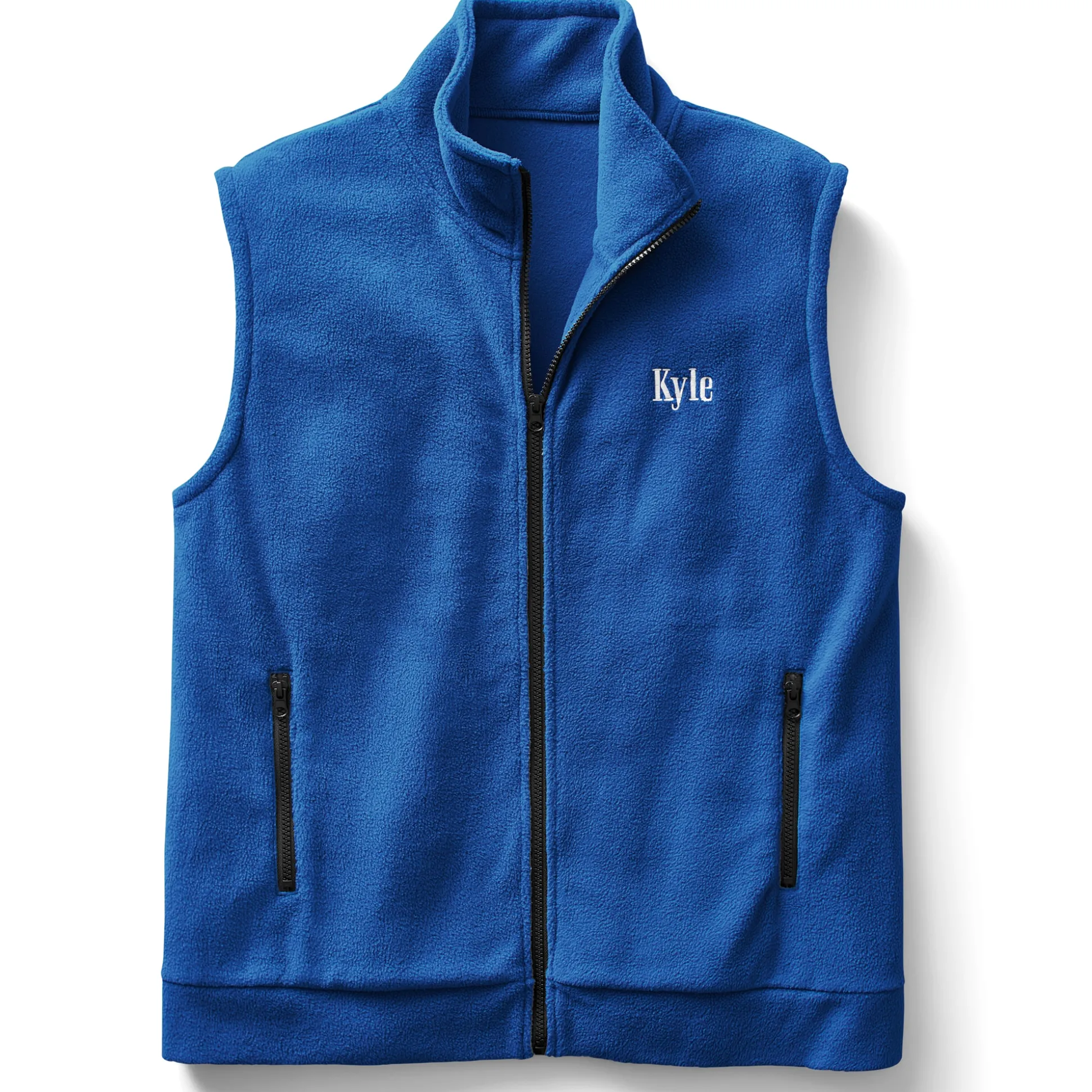 Personalized Men's Fleece Vest with Front Zipper and Embroidered Name