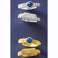 Personalized Name & Birthstone 2-Ring Set
