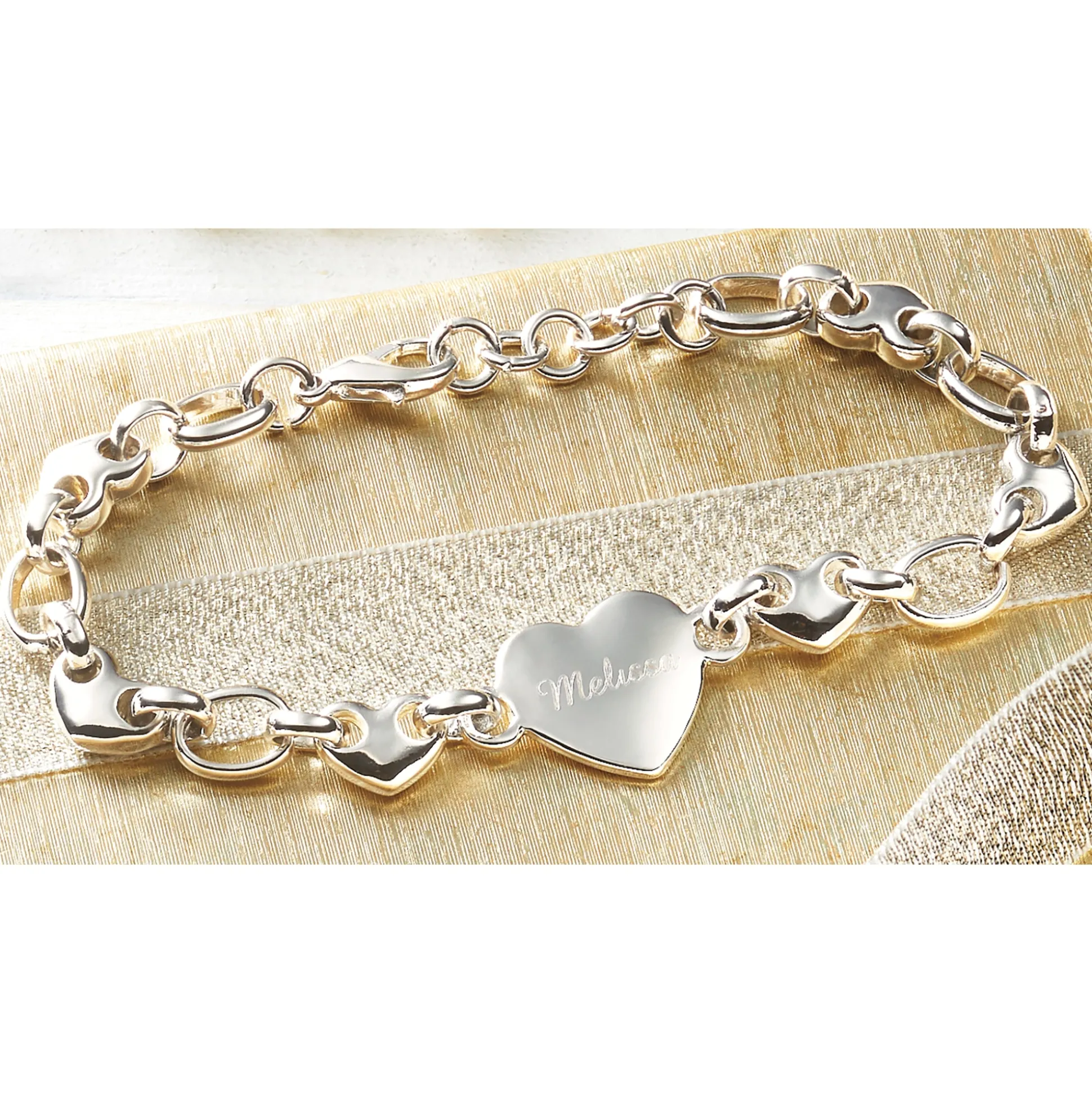 Personalized Name Heart Link Bracelet