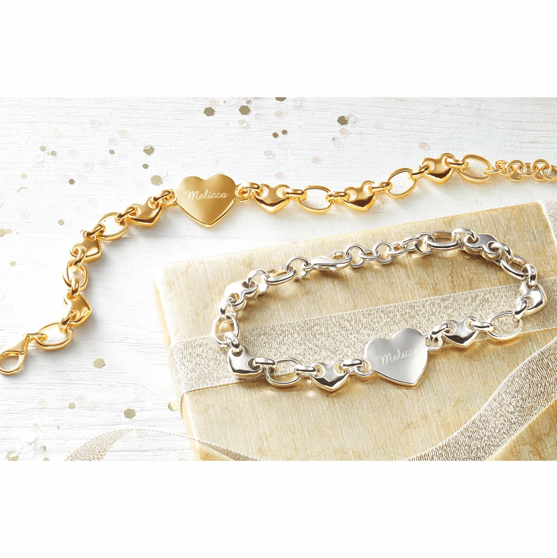 Personalized Name Heart Link Bracelet