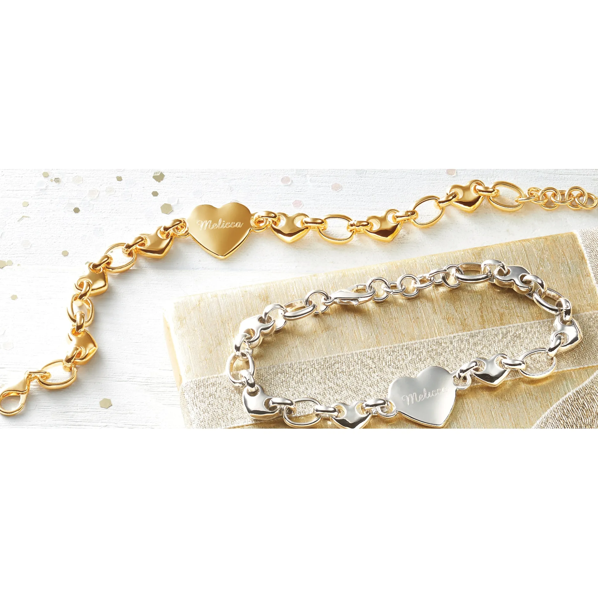 Personalized Name Heart Link Bracelet