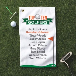 Personalized Top Ten All-Time Greats Golf Towel