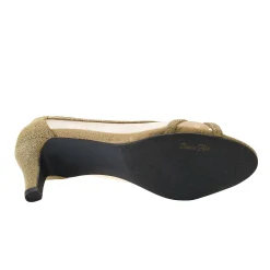 PICABOO Peep-Toe Mesh Pump with Glitter Accents for Women