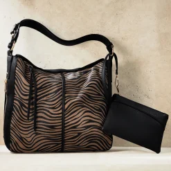 2-Piece Animal-Print Handbag & Pouch Set for Women