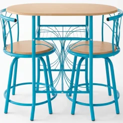 3-Piece Colorful Bistro Dining Set with Swivel Chairs