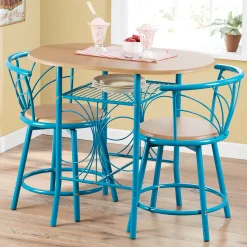 3-Piece Colorful Bistro Dining Set with Swivel Chairs
