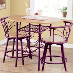 3-Piece Colorful Bistro Dining Set with Swivel Chairs