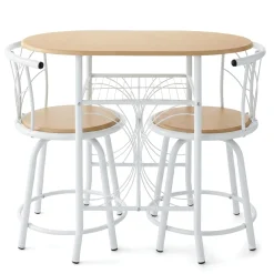 3-Piece Colorful Bistro Dining Set with Swivel Chairs