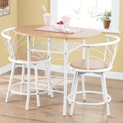 3-Piece Colorful Bistro Dining Set with Swivel Chairs