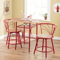 3-Piece Colorful Bistro Dining Set with Swivel Chairs