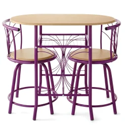3-Piece Colorful Bistro Dining Set with Swivel Chairs
