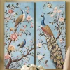 2-Piece Embellished Metallic Peacock Wall Art Set