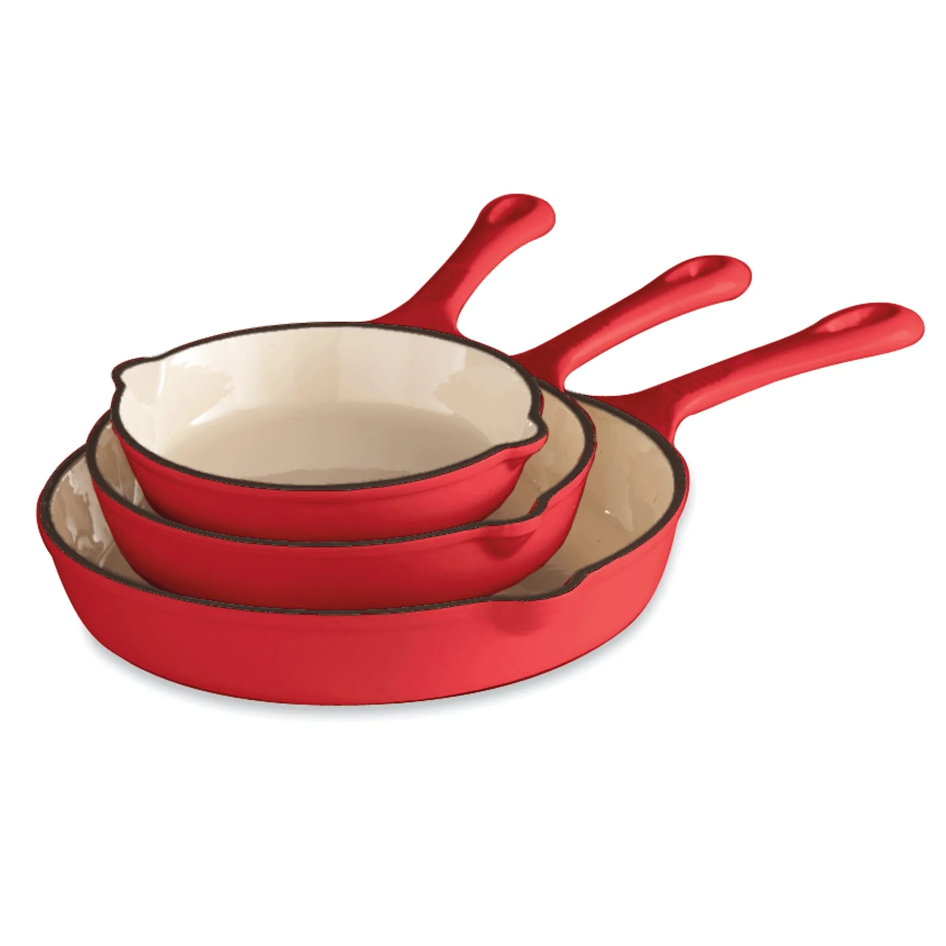 3-Piece Enameled Cast Iron Skillet Set