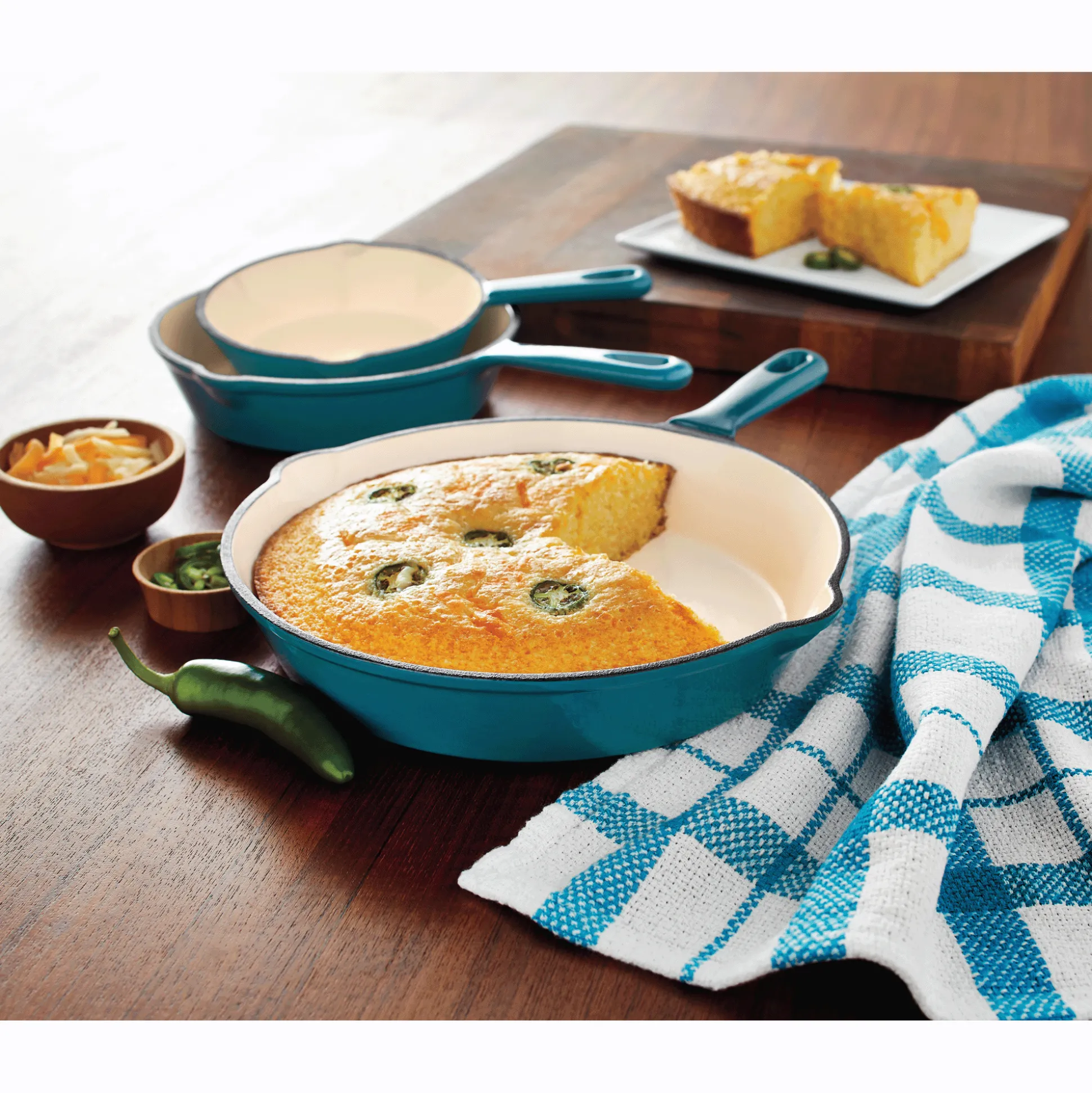 3-Piece Enameled Cast Iron Skillet Set