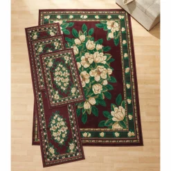 4-Piece Floral Rug Set