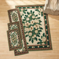 4-Piece Floral Rug Set