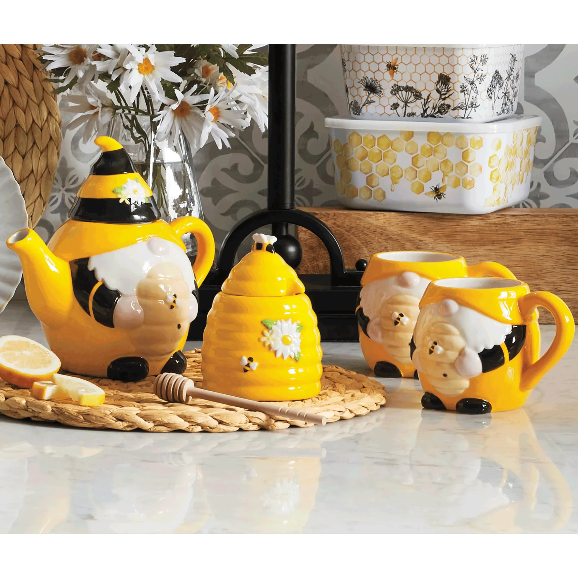 5-Piece Honeybee Gnome Tea Set