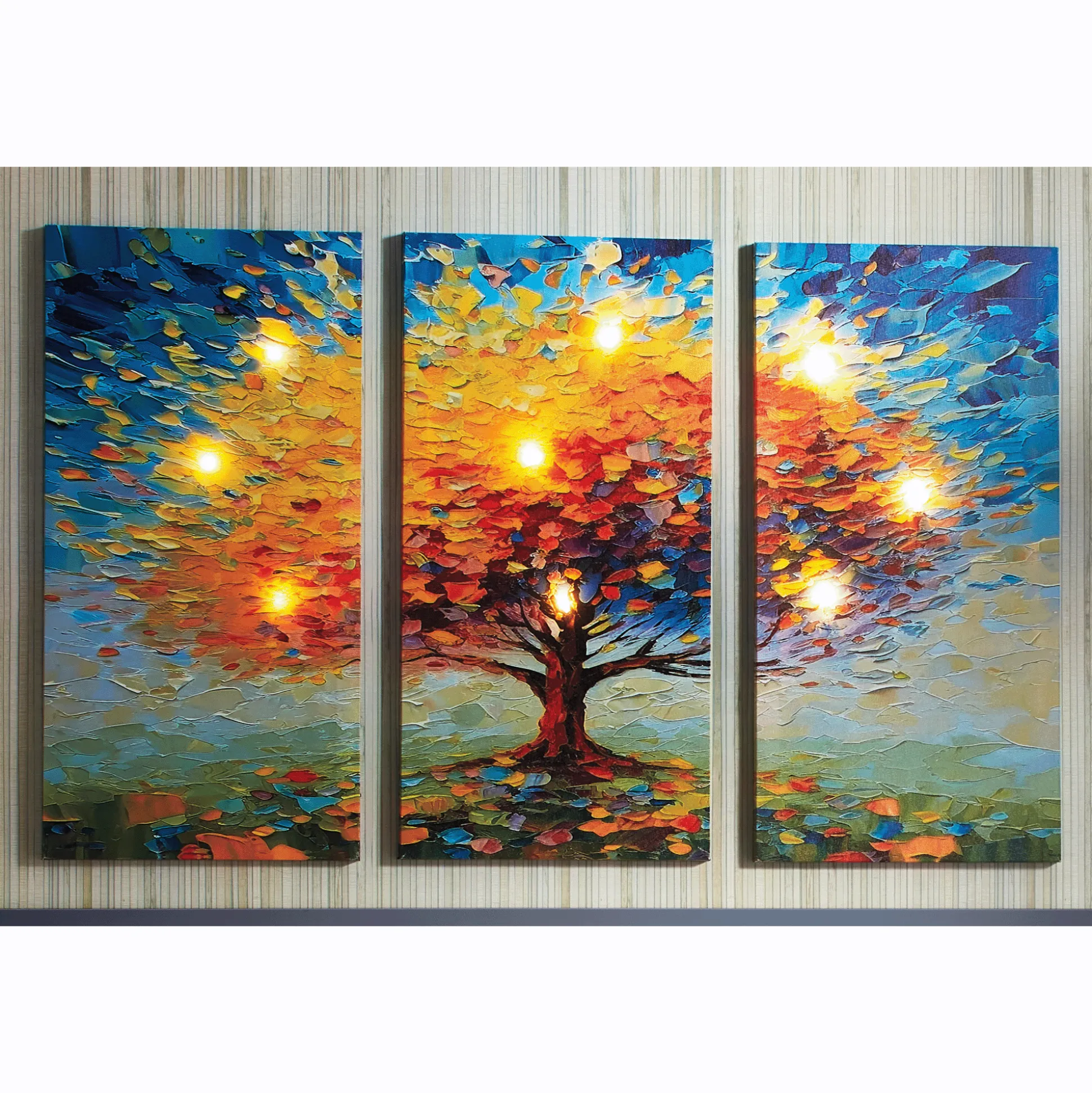 3-Piece Lit Colorful Tree Triptych