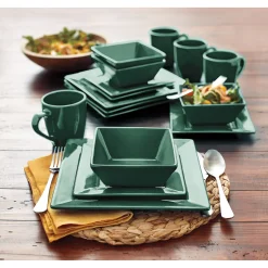 16-Piece Modern Square Dinnerware Set in Solid Colors