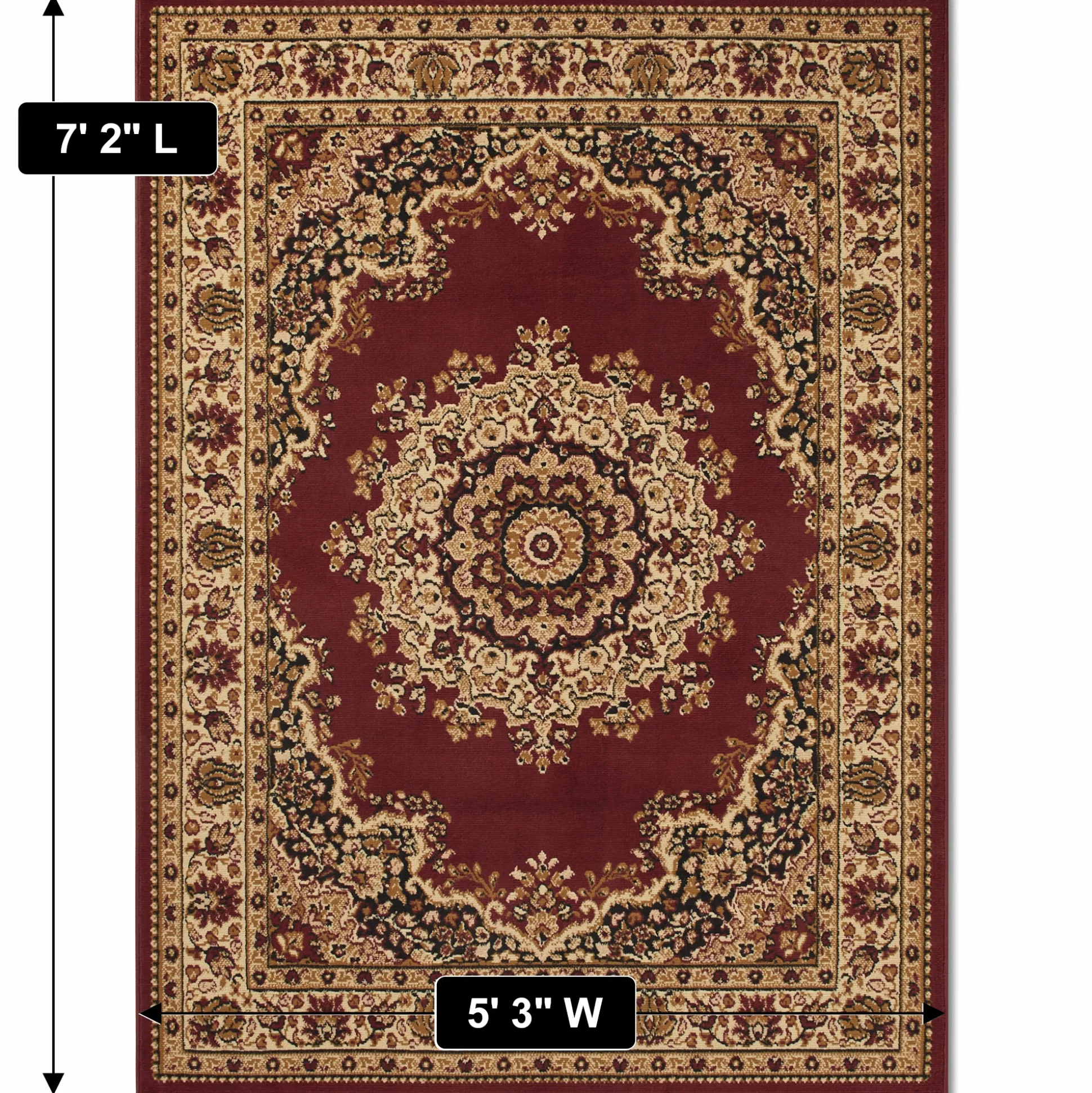 4-Piece Plush Floral Kirman Rug Set with Runner and Mats