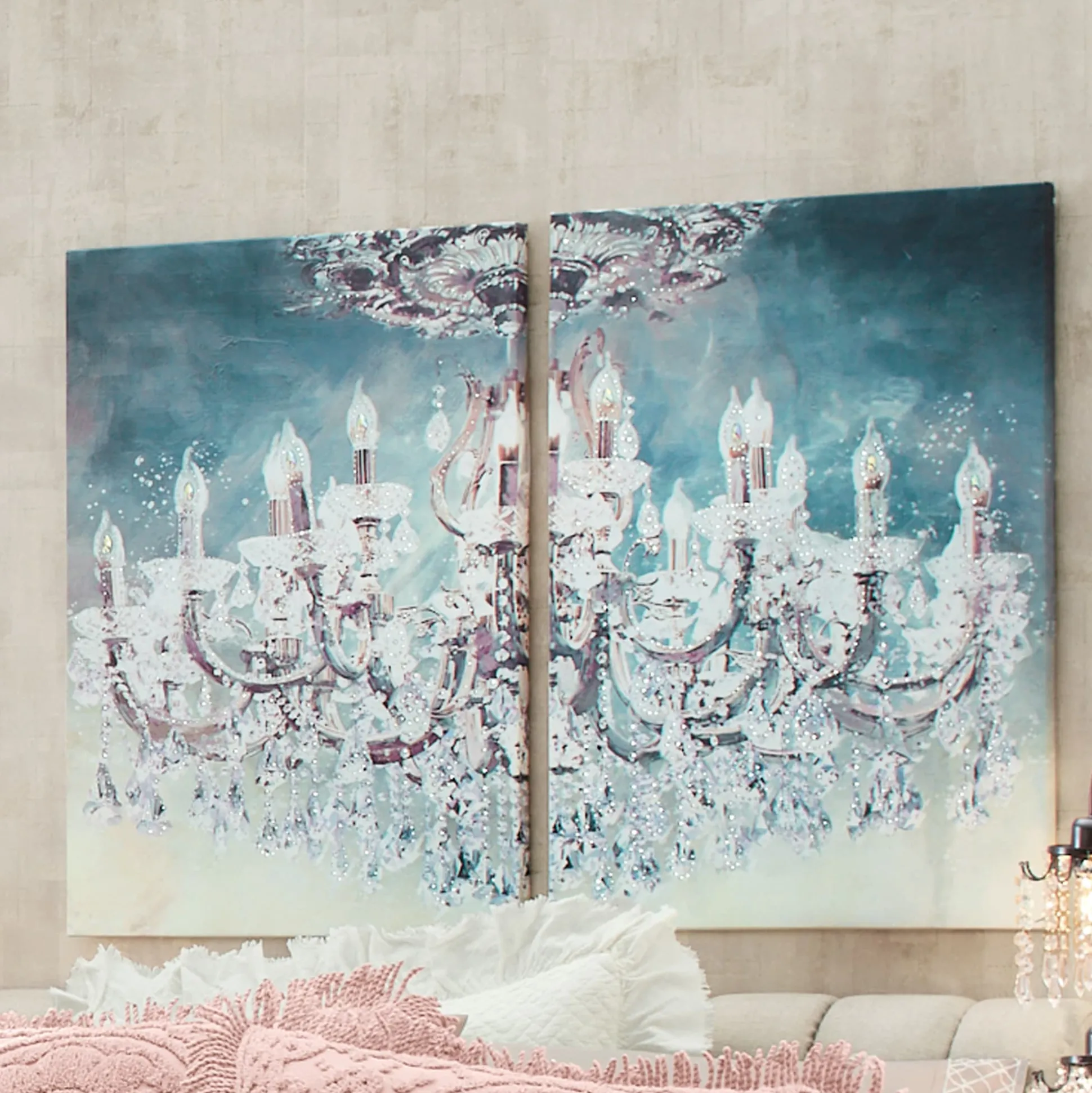 2-Piece Romance Gem Chandelier Wall Art Set