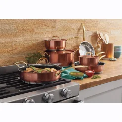 10-Piece Stainless Steel Copper-Look Cookware Set