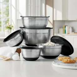 10-Piece Steel Bowl Set with Silicone Base