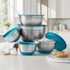 10-Piece Steel Bowl Set with Silicone Base